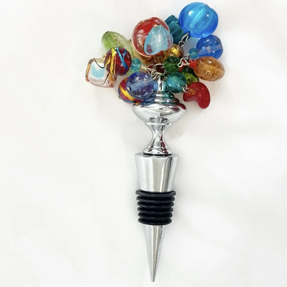 Pier 1 Imports Bottle Stopper‎ Multi Color Art Glass Wine Bottle Topper 460/4604
